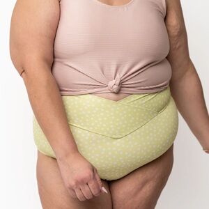 Coral Reef Swim Yellow Polka Dot Crossover High-Waisted Bikini Bottom